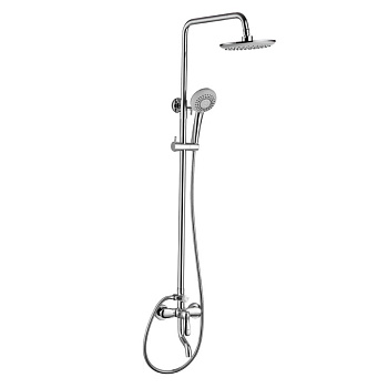 Смеситель +стойка душевая "тропич. душ" с двумя лейками БЕЛЫЙ + ХРОМ 3089 Gfmark